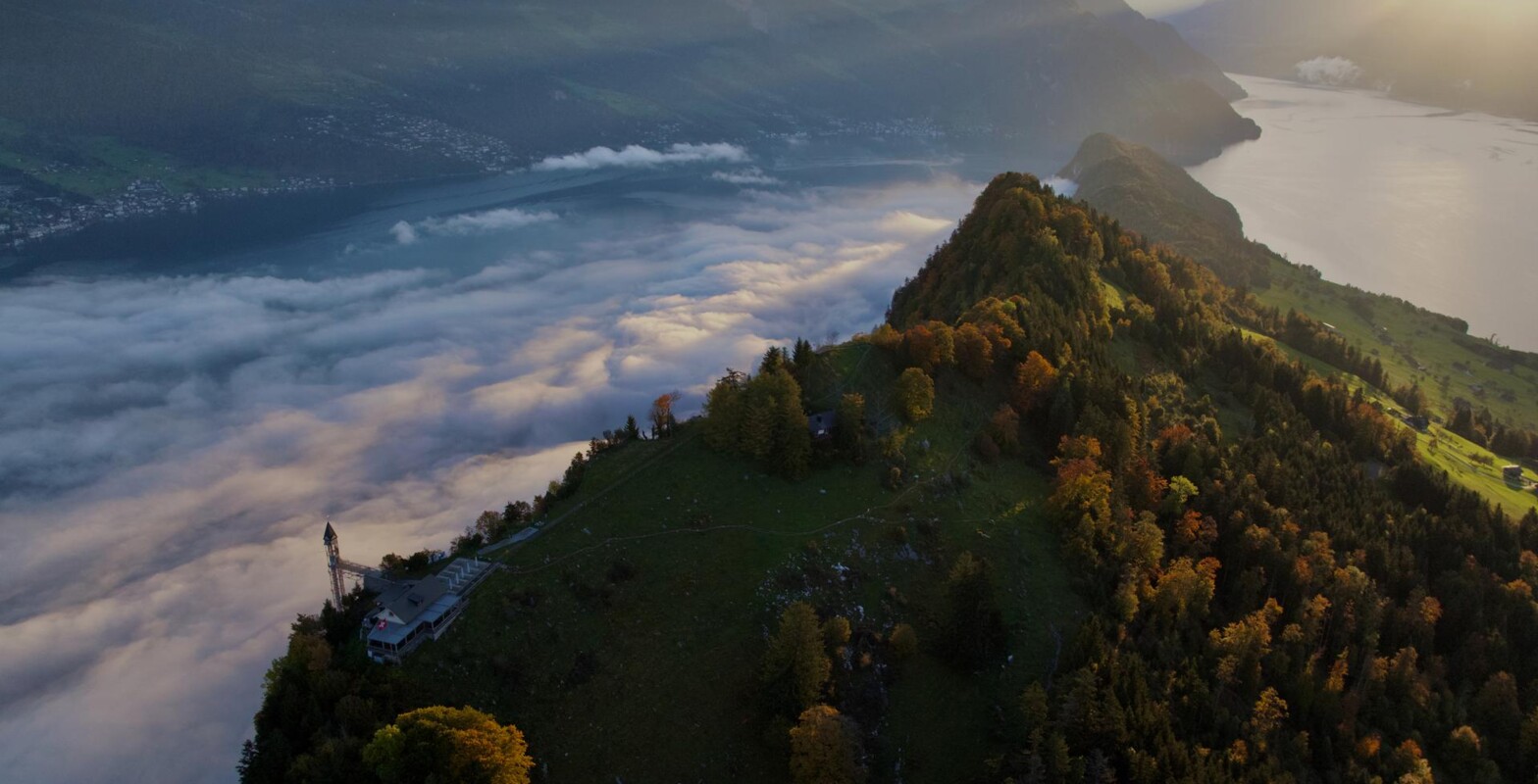 Hammetschwand Lift_Drone_Lake Lucerne_Autumn