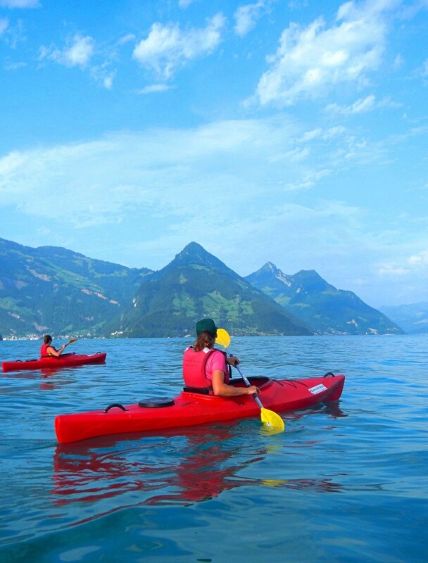 Water sports amidst scenic beauty